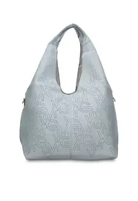 Geanta hobo de piele ecologica cu perforatii Aurelia Chic - Albastru deschis