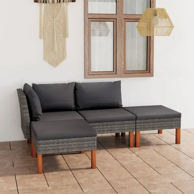 Gossi set mobilier de gradina cu perne, 4 piese, gri, poliratan