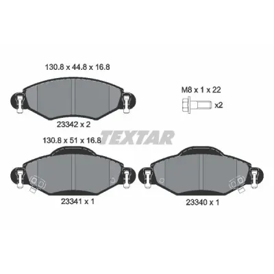 Set placute frana, frana disc TEXTAR 2334001