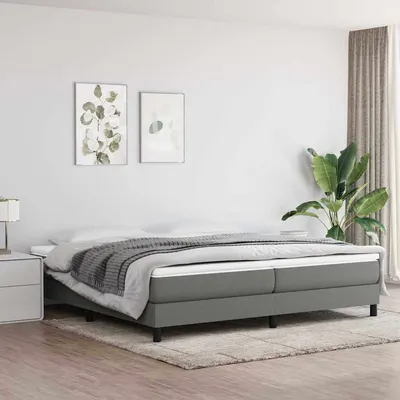 vidaXL Cadru de pat cu arcuri, gri închis, 200x200 cm, textil