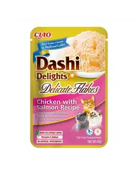 INABA Cat Dashi Delights Delicate Flakes pui si somon plic pentru pisica 40g