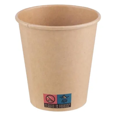 Pahare din Carton PE, 180 ml, Kraft, 50 Bucati