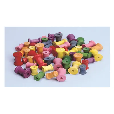 Bobine colorate din lemn - 50 buc