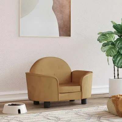 vidaXL Pat de câini, maro, 66x40x45 cm, catifea
