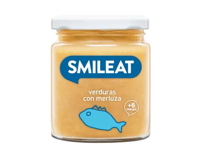 Piure de legume cu merluciu si ulei de masline Bio +6 luni, 230g, Smileat
