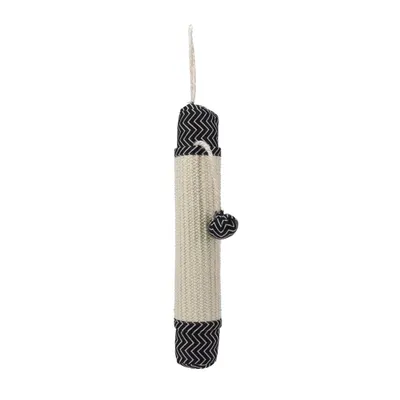 Jucărie de zgâriat și agățat cu minge, pentru pisici, 38x7x7 cm, culoarea negru