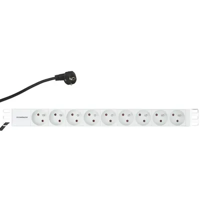PDU 19, 9xUTE, profil PVC 1U, cablu conexiune 2m,RAL7035