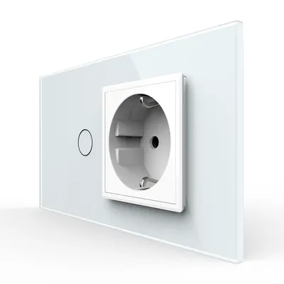 Intrerupator Simplu + Priza LIVOLO cu Rama Din Sticla, Standard Italian, 4M