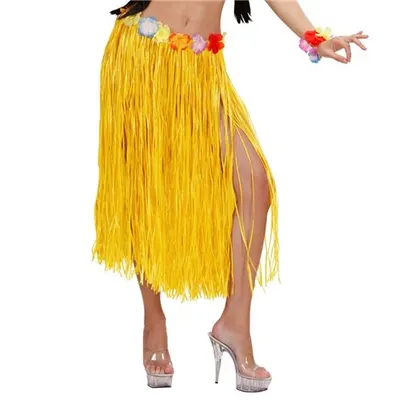 Fusta hawaii lunga flori galbena