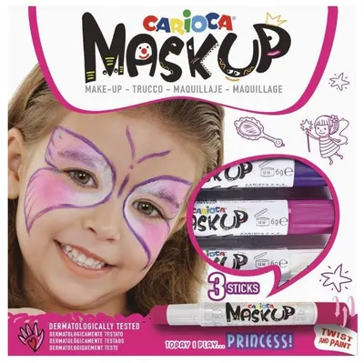 Set vopsele pentru fata Carioca Mask up - Printesa, 3 culori