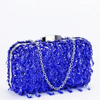 Geanta clutch albastra cu cristale si paiete BME6011 06
