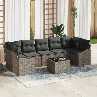 Gossi set sofa gradina cu pernute gri din ratan poli