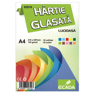 Hartie glace A4, lucioasa, 10coli/set, Ecada