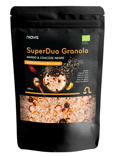 Granola cu mango si coacaze negre Super Duo, 250g, Niavis