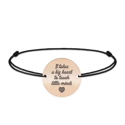Graduatio - Bratara personalizata snur profesoara/invatatoare din argint 925 placat cu aur roz