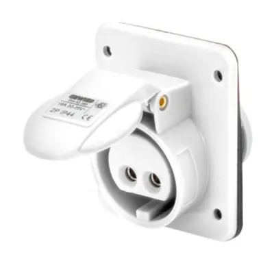 Priza industriala incastrata 10° - IP44 - 2P 16A 40-50V 50-60HZ - WHITE - 12H - Strangere cu surub