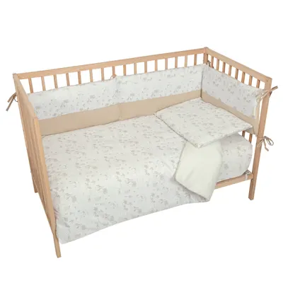 Apărătoare pentru pătuț Bimbidreams - Noe, 200 x 38 cm, White /Linen