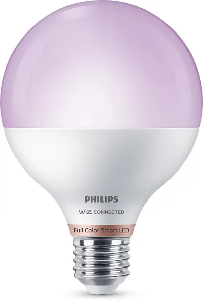 Bec inteligent Philips - Frosted, 11W LED, E27, G95, RGB, dimmer