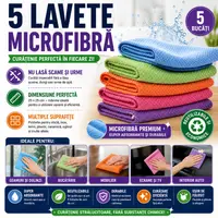Lavete magice microfibra, set 5 bucati, 25x25cm, Multicolor