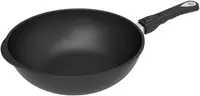 Tigaie wok AMT, 36 cm, negru, cu mâner mobil