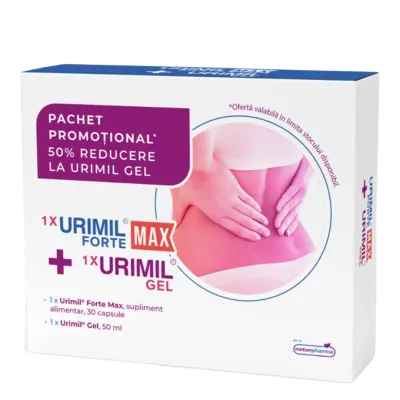 Pachet Urimil Forte Max 30 capsule + Urimil gel 50 ml, NaturPharma