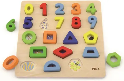 Puzzle din lemn Viga - Numere și forme