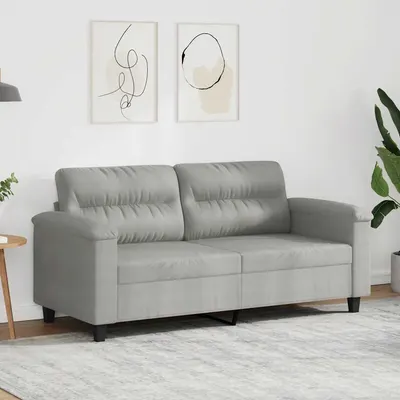 vidaXL Canapea cu 2 locuri, gri deschis, 140 cm, țesătură microfibră
