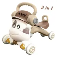 Vehicul ride-on, Bebe Stars, X-Ride Junior, 3 in 1, Pentru primii pasi, bicicleta de echilibru si trotineta, Cu sunete si lumini LED, Cotiera reglabila in 4 pozitii, Roti antiderapante, Conform cu EN71 CE, 6 luni+, Beige