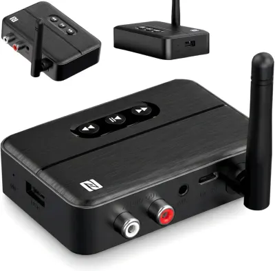Adaptor RX Receptor Audio Bluetooth 5.4 Techstar® M60, Imperechere NFC, AUX + RCA, Redare USB, Type-C, Flash Drive, Microfon Integrat, HiFi, 10m