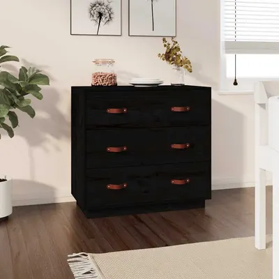 vidaXL Dulap, negru, 80x40x75 cm, lemn masiv de pin