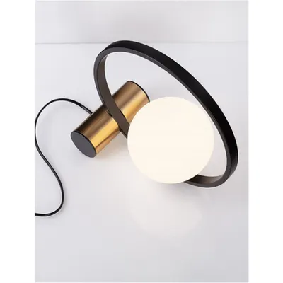 Veioza NESO Opal Sticla Brushed Auriu & Negru Aluminiu LED E14 1x5W 230V IP20 Fara bec Lungime cablu: 160 cm