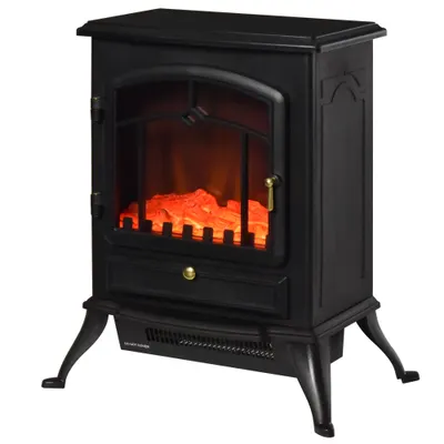 Semineu Electric cu Efect Flacara soba electrica de Podea aparat de incalzire electric 42x28x55cm Negru HOMCOM | Aosom Romania