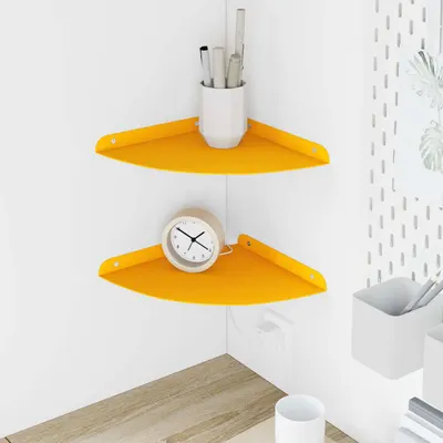 vidaXL Raft Suspendat pentru Colț 2 buc. Galben muștar 24 x 24 x 2 cm