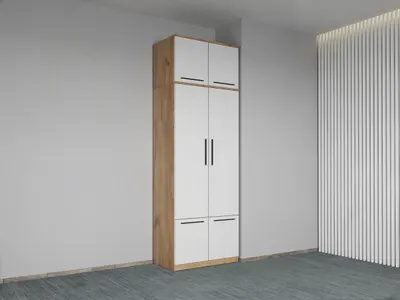 Dulap dormitor Stejar Auriu+Alb 2U cu suprapozabil - Madrid