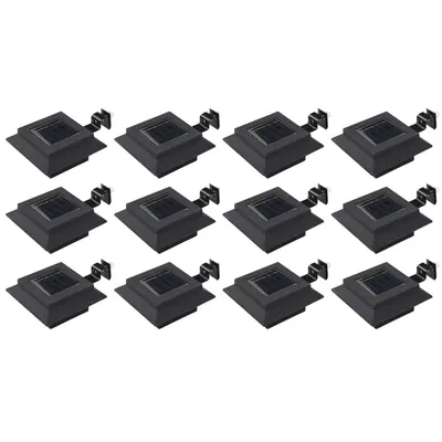 Gossi lampi solare de exterior, 12 buc., negru, 12 cm, patrat, led