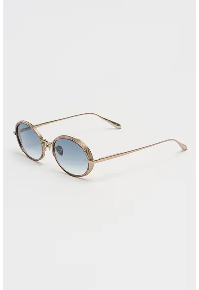 Ochelari de soare rotunzi cu lentile degrade si model unisex - Auriu deschis