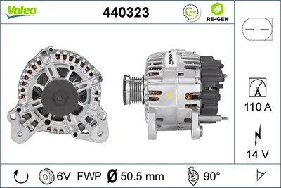 Alternator (14v, 110a) Potrivit Audi A1, A3; Seat Altea, Altea Xl, Ibiza Iv, Ibiza Iv Sc, Ibiza Iv St, Leon, Toledo Iv; Skoda Fabia Ii, Octavia Ii, Rapid, Roomster 1.0-2.0d 11.08