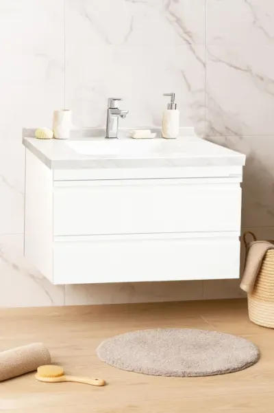 Set Baza front MDF si Lavoar seria 886, suspendata, cu sertare, montat, 80 cm, alb