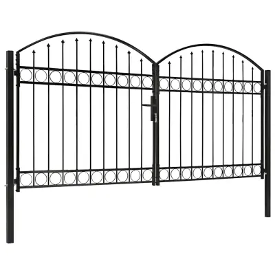 vidaXL Poartă de gard ASSEN Ușă dublă cu blat arcuit din oțel 300x150 cm