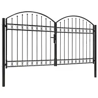 vidaXL Poartă de gard ASSEN Ușă dublă cu blat arcuit din oțel 300x150 cm