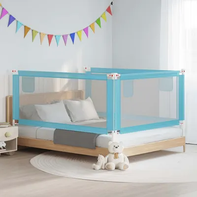 vidaXL Balustradă de protecție pat copii, albastru, 190x25 cm, textil