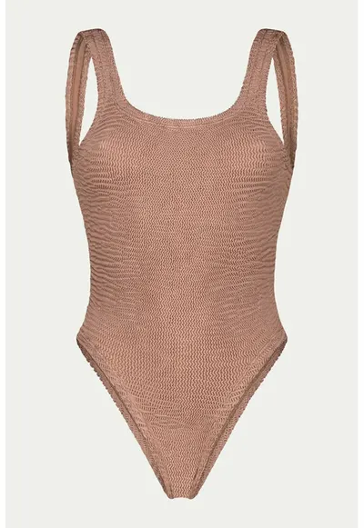 Costum de baie intreg cu aspect texturat Hailey - Roz prafuit