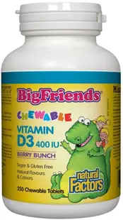 Big Friends Vitamin D3, 400 IU, 250 comprimate masticabile, Natural Factors