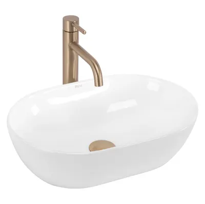 Lavoar cu montare pe blat 45 cm, alb lucios, oval, Rea Amelia