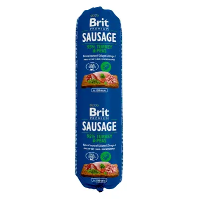Hrana umeda pentru caini Brit, Salam, Curcan si Mazare, 800g
