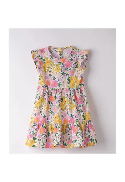 Rochie cu imprimeu floral pentru fete - 4.8758 - Multicolor - Verde/Galben/Roz/Multicolor