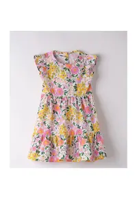Rochie cu imprimeu floral pentru fete - 4.8758 - Multicolor - Verde/Galben/Roz/Multicolor
