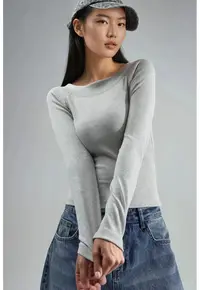 Bluza pentru dama - Gri deschis - Slim fit - Jerseu
