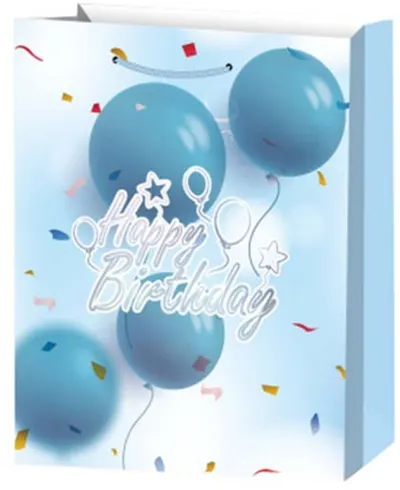 Pungă de cadou Happy Birthday - 26 х 32 х 10 cm, albastru