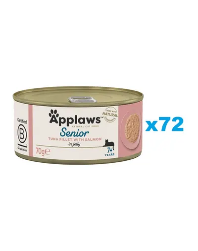 APPLAWS Cat Senior Tuna with Salmon in Jelly mancare umeda pisici senioare, cu ton si somon 72x70g